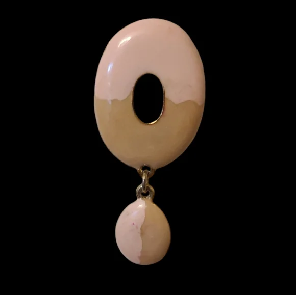 Vintage 90's dangle earrings, enamel over metal, pierced, estate sale - Picture 3 of 4